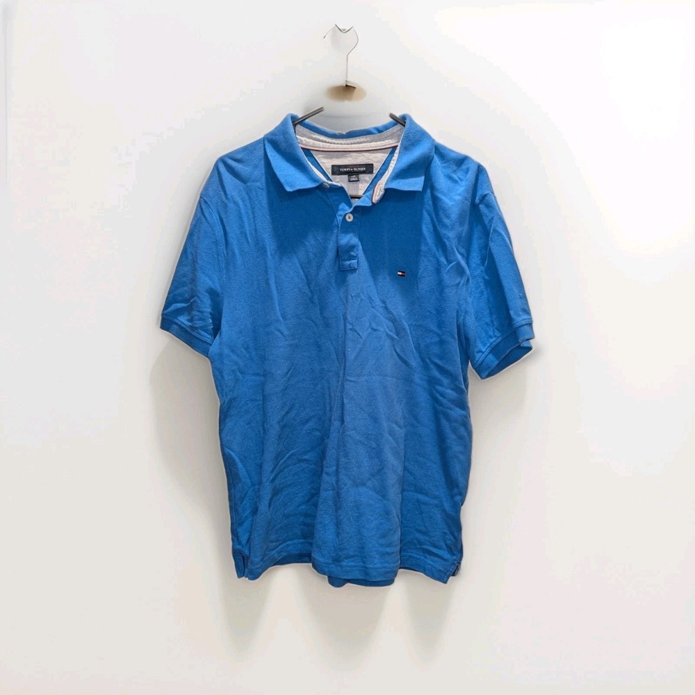Coastal Nautical Tommy Hilfiger Polo Shirt Size Large Preppy Quiet Luxury Blue